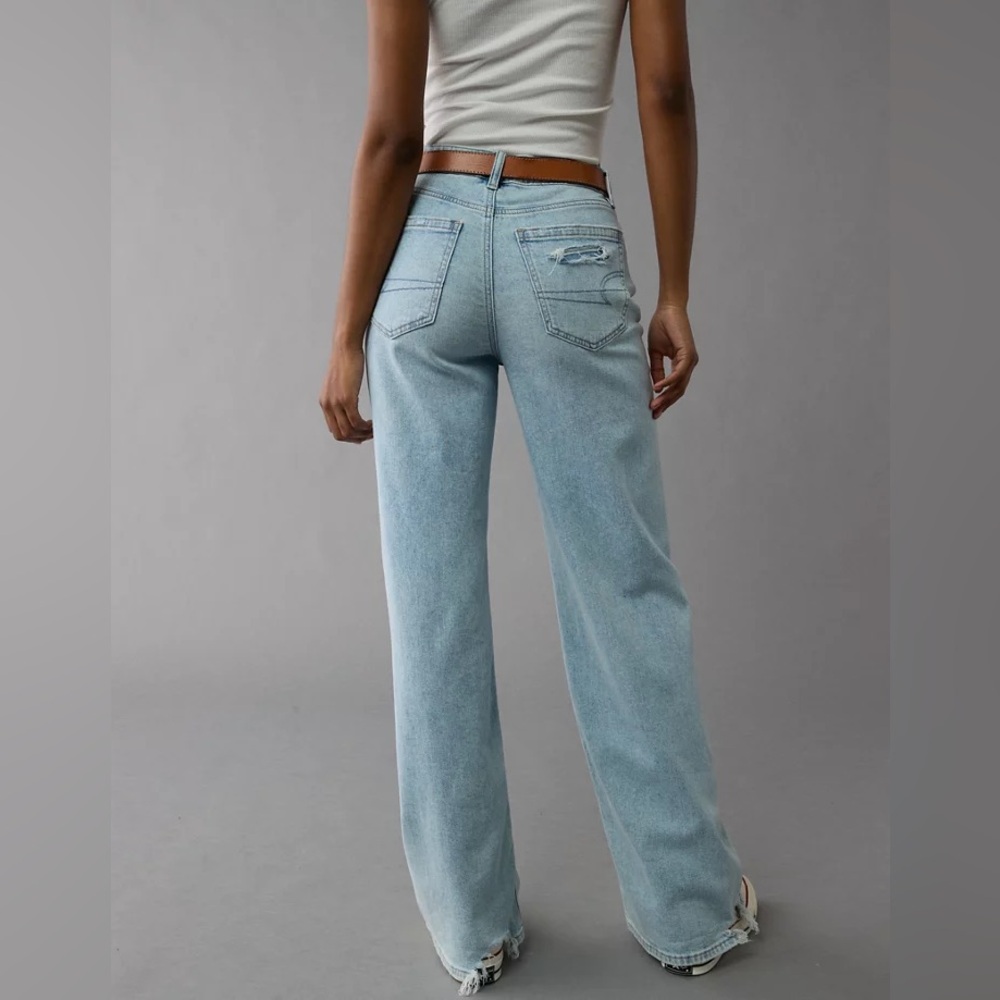 AE Dreamy Drape Stretch Super High-Waisted Baggy Wide-Leg Jean sz 10